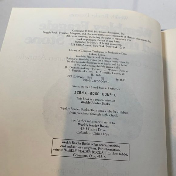 Vintage 1984 Fraggle Rock Hardcover Book Wembly Fraggle and the Magic Stone - Picture 4 of 4